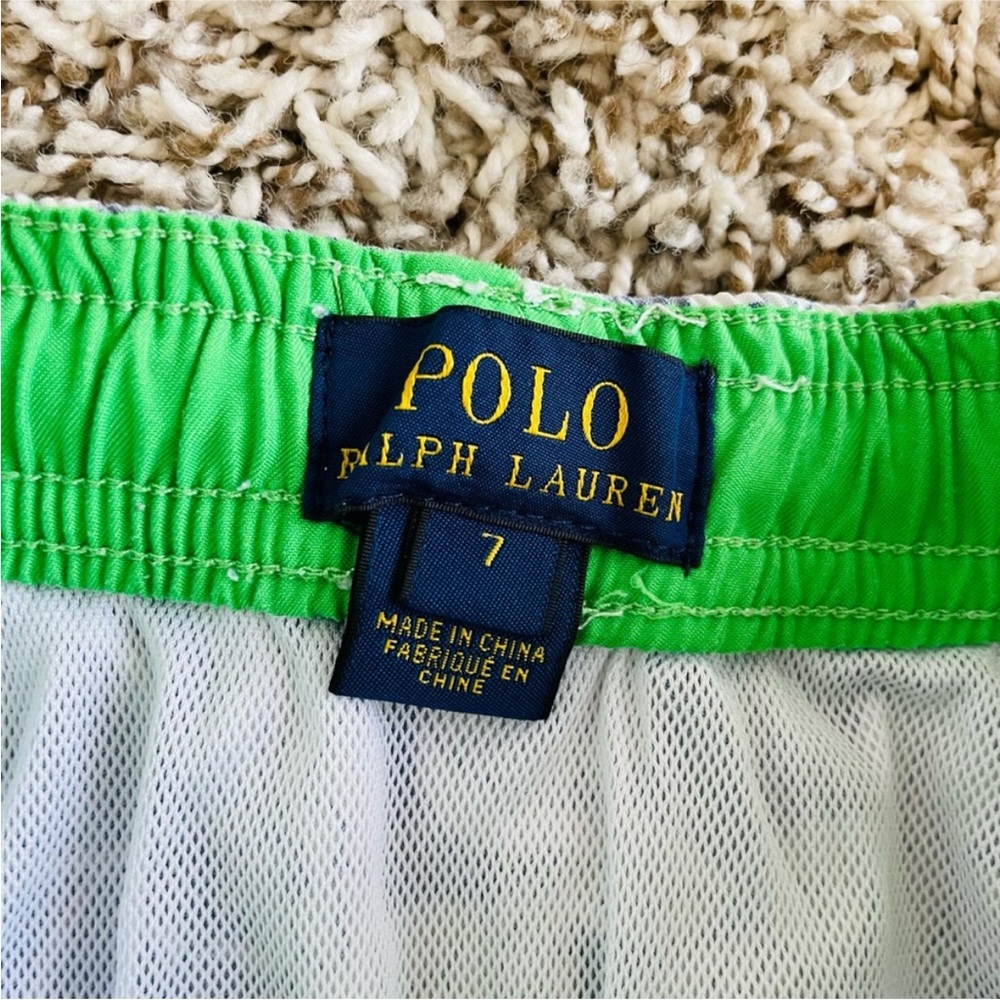 Polo Ralph Lauren Boys Swim Trunks 7 Blue Floral Hawaiian Print Board Shorts - Picture 8 of 10